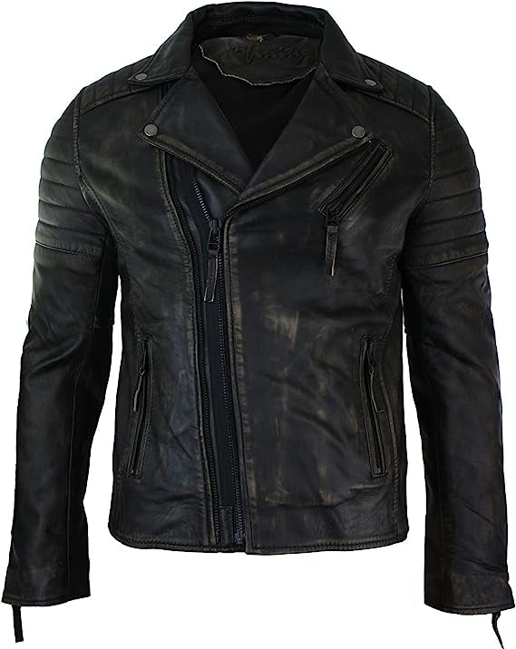 Men's Black Slim Fit Genuine Leather Jacket