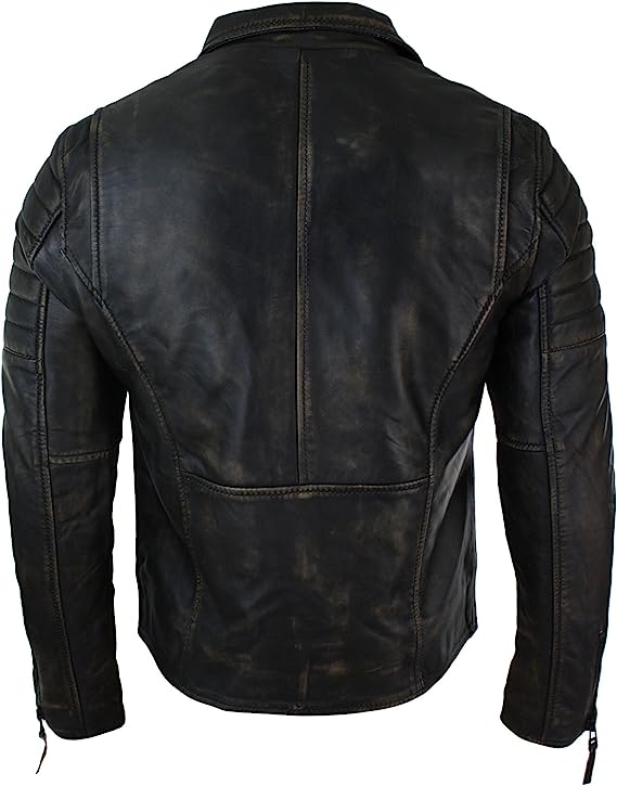 Men's Black Slim Fit Genuine Leather Jacket - Image 2