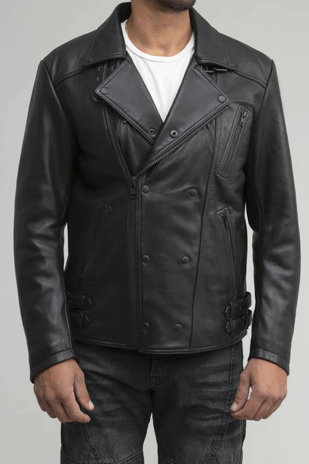 Gothic Leather Jacket for Men | Black New Zealand Leather