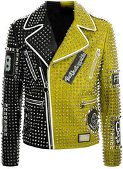Men's Multicolor Punk Rock Leather Jacket