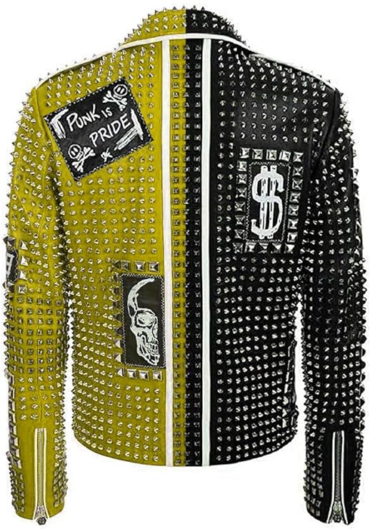 Men's Multicolor Punk Rock Leather Jacket - Image 2