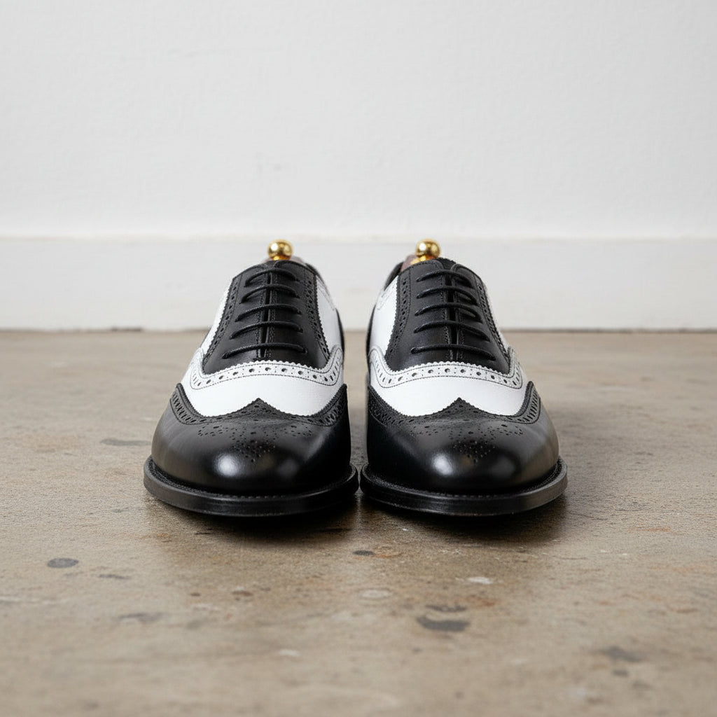 Mens Formal Shoes, Men Black Wing Tip Two Tone Spectator Shoes, Mens Shoes