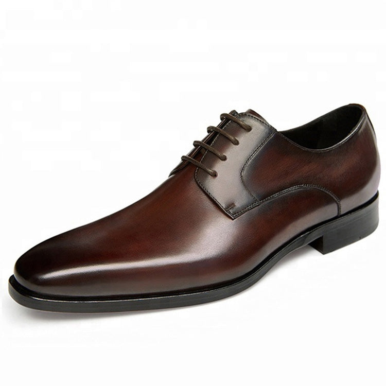 Men's Full Grain Polished Leather Oxford Shoes - Classic Design