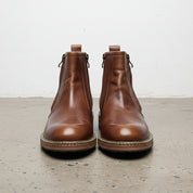 Men's Genuine Leather Ankle Boots, Premium Brown Boots for Versatile Wear - front-view