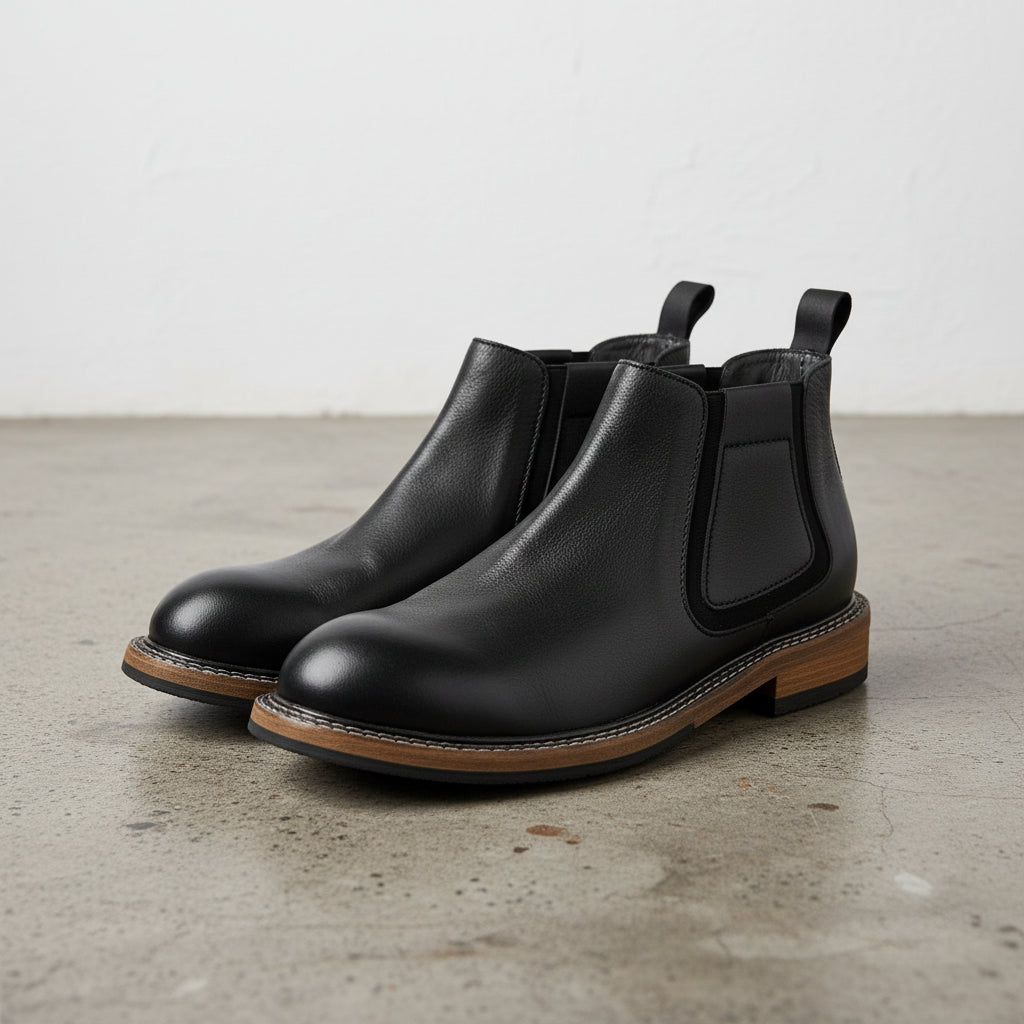 Men’s Genuine Leather Chelsea Boots, Stylish Casual & Business Wear - 3-4-right-view