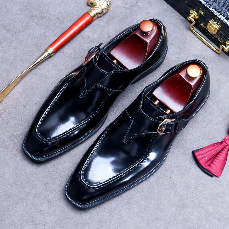 Men's Handmade Genuine Leather Monk Strap Dress Shoes