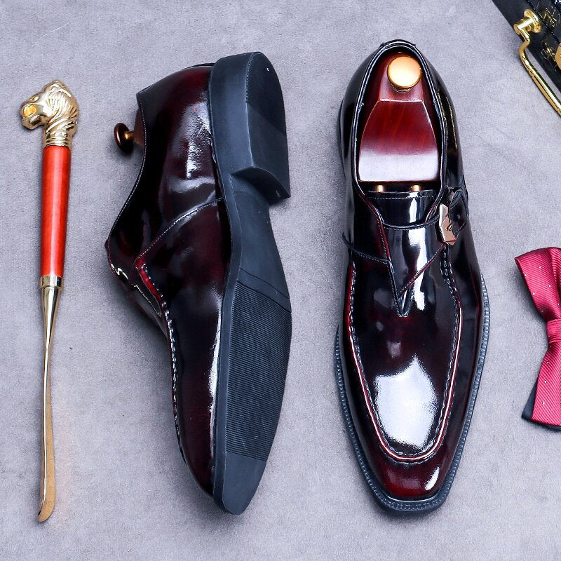 Men's Handmade Genuine Leather Monk Strap Dress Shoes