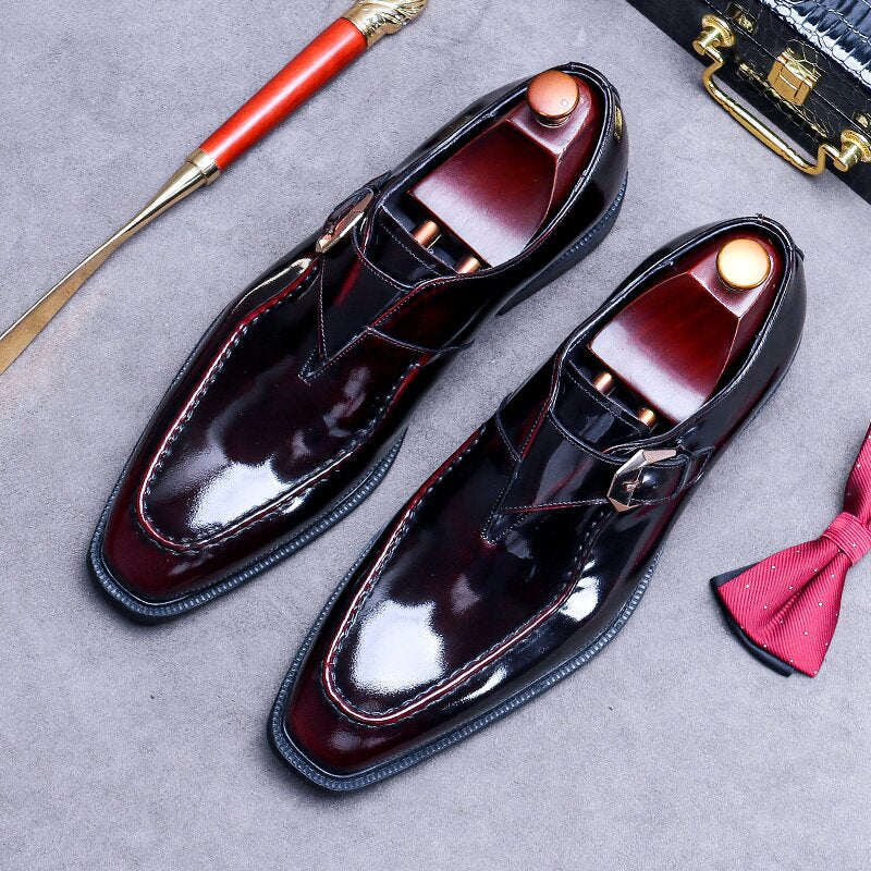 Men's Handmade Genuine Leather Monk Strap Dress Shoes