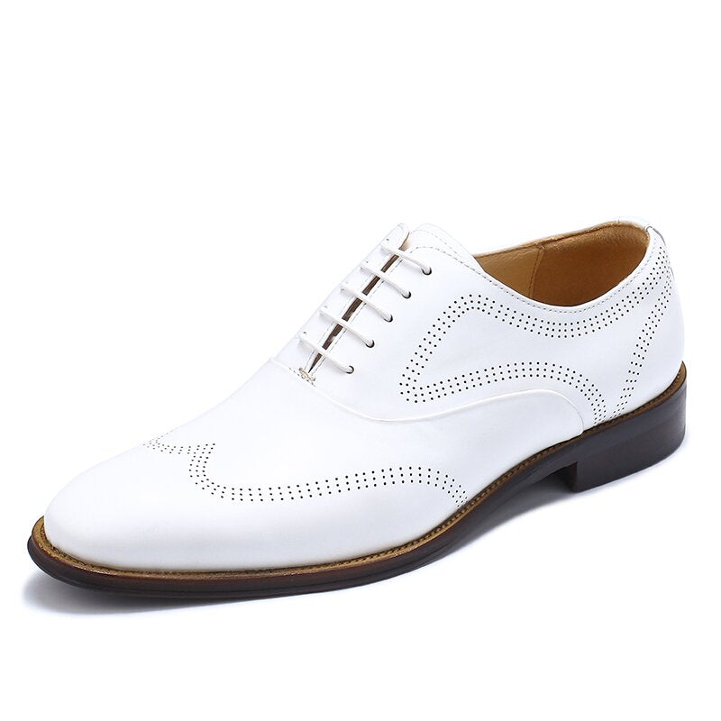 Men's Handmade Leather Classic Wingtip Oxford Dress Shoes