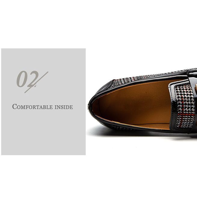 Men's Plaid Pinch Metal Chain Loafer – Casual Shoes