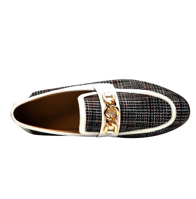 Men's Plaid Pinch Metal Chain Loafer – Casual Shoes