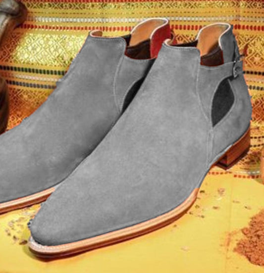 Mens High Top Work Ankle Chelsea Boots Shoes Slip on Suede Leather