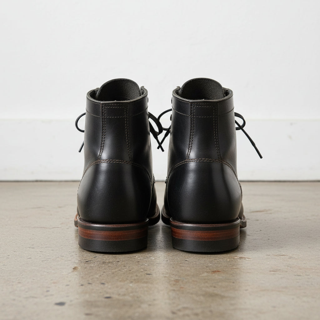 Mens Leather Boot, Men Ankle High Boot, Black Leather Boot, Boots - back-view