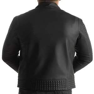 Handmade Mens Leather Jacket Black Quilted Genuine Lambskin Biker Motorcycle - Image 2