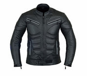 Men's Black Leather Biker Jacket Slim Fit