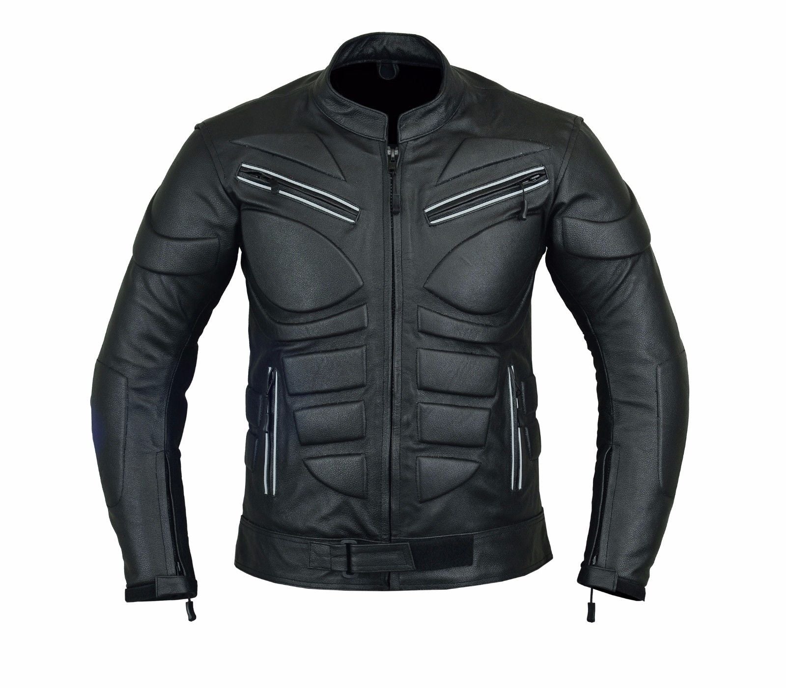 Men's Black Leather Biker Jacket Slim Fit