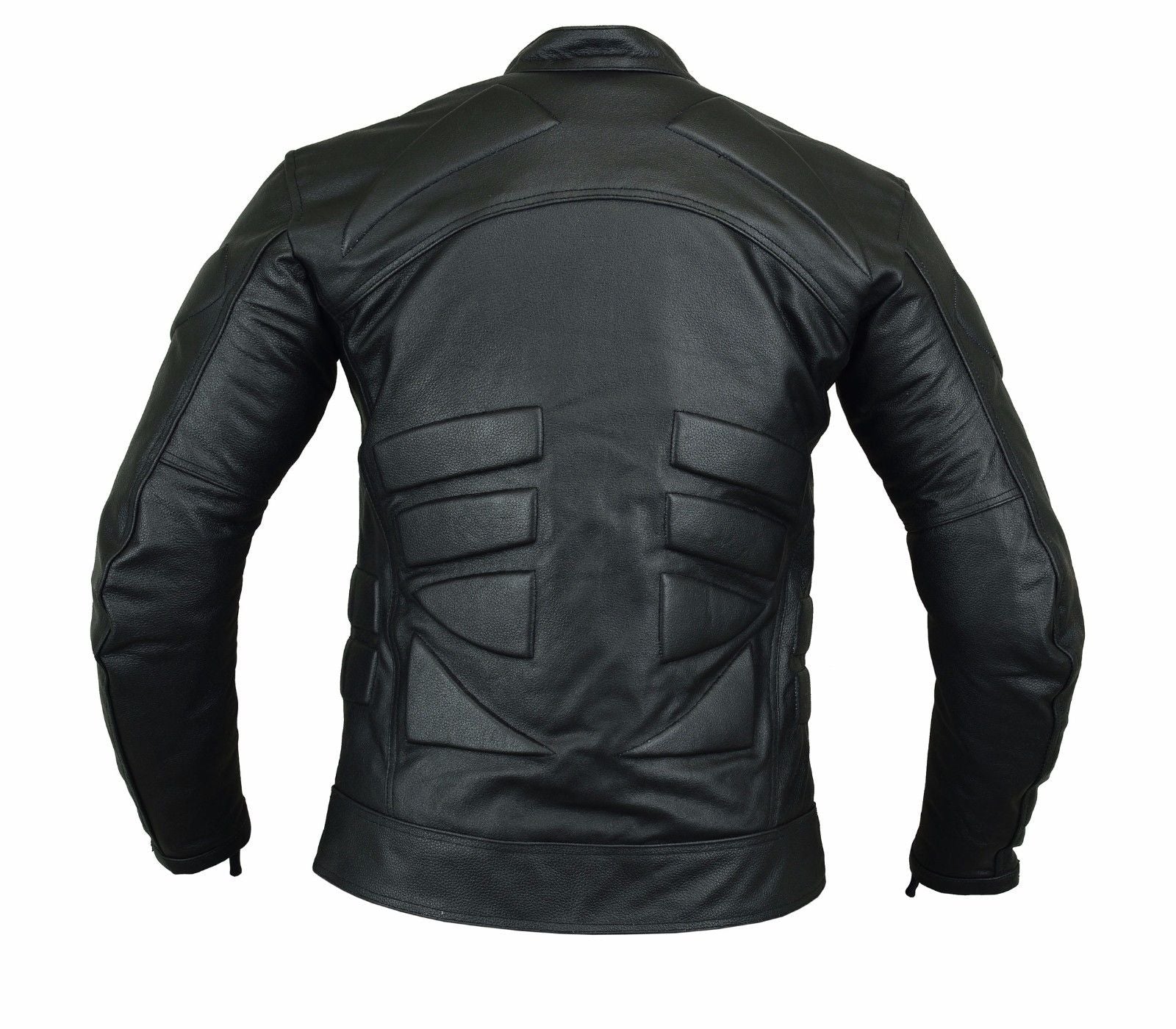 Men's Black Leather Biker Jacket Slim Fit - Image 3