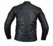 Men's Black Leather Biker Jacket Slim Fit - Image 3