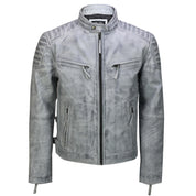 Handmade Mens Real Leather Antique Wash Retro Vintage Style Biker Jacket Slim Fit