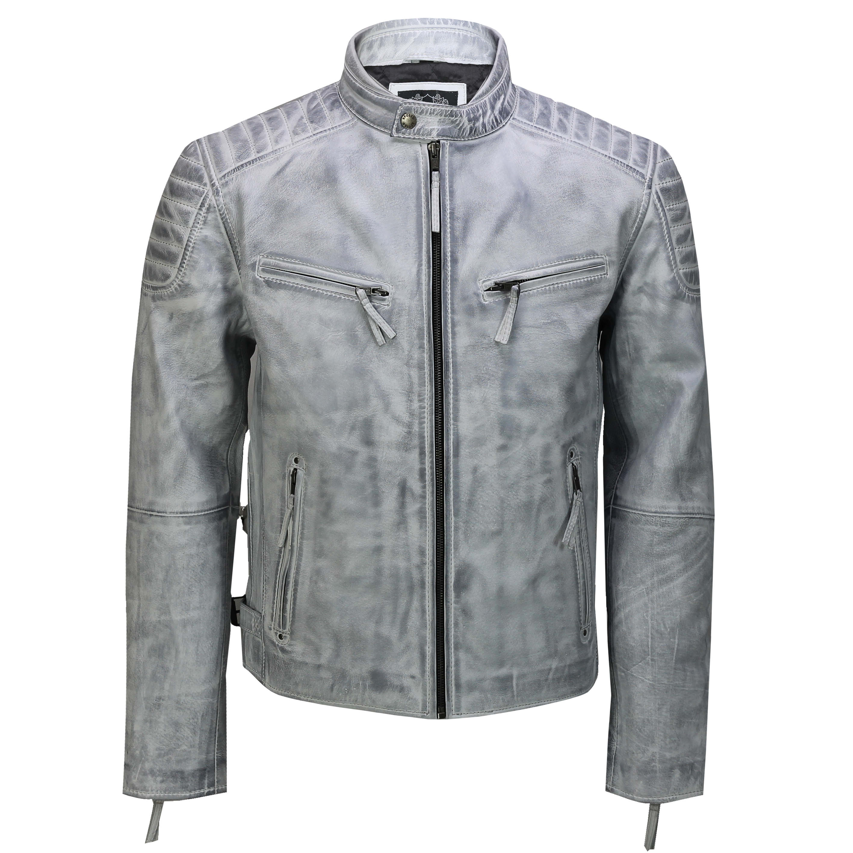 Handmade Mens Real Leather Antique Wash Retro Vintage Style Biker Jacket Slim Fit