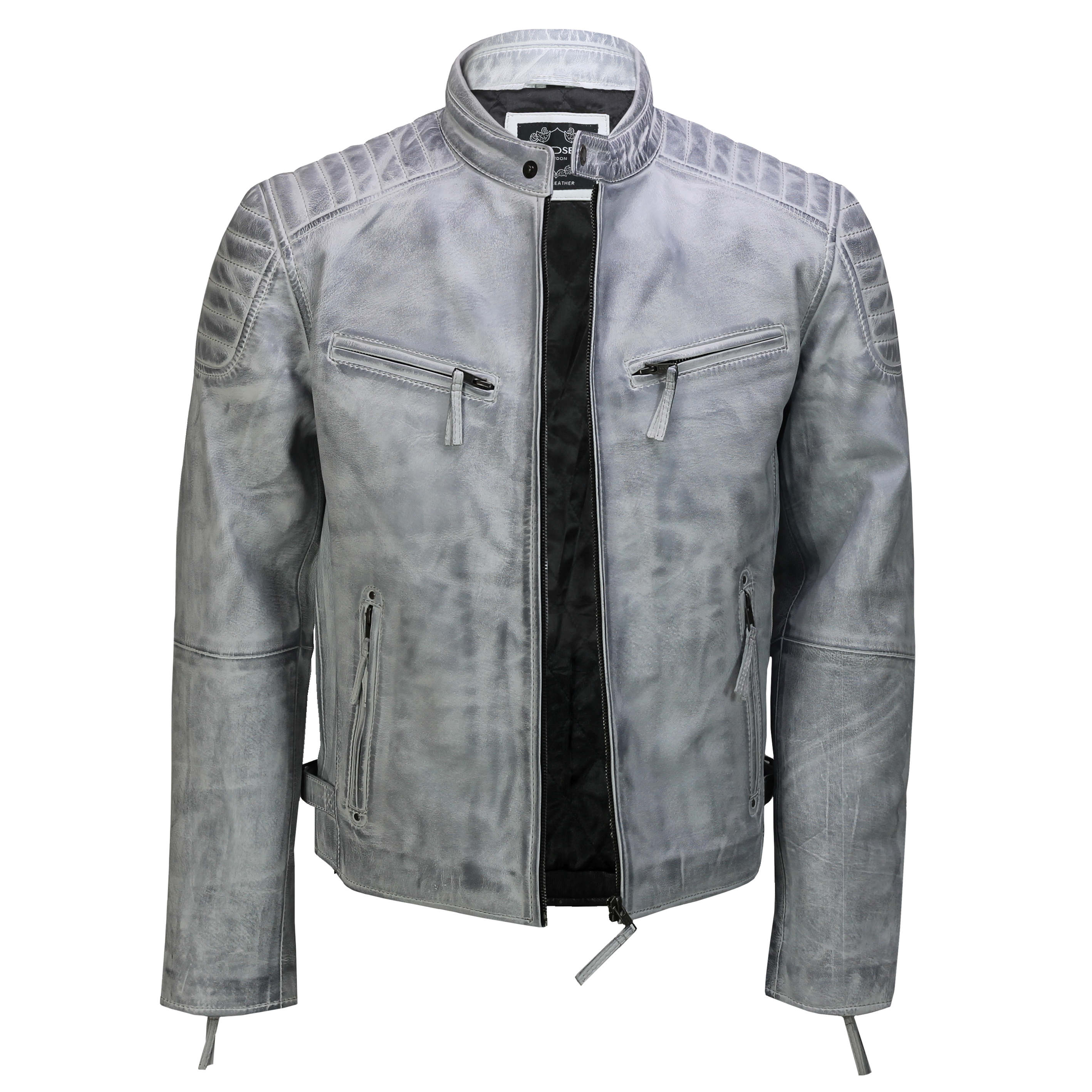 Handmade Mens Real Leather Antique Wash Retro Vintage Style Biker Jacket Slim Fit - Image 2