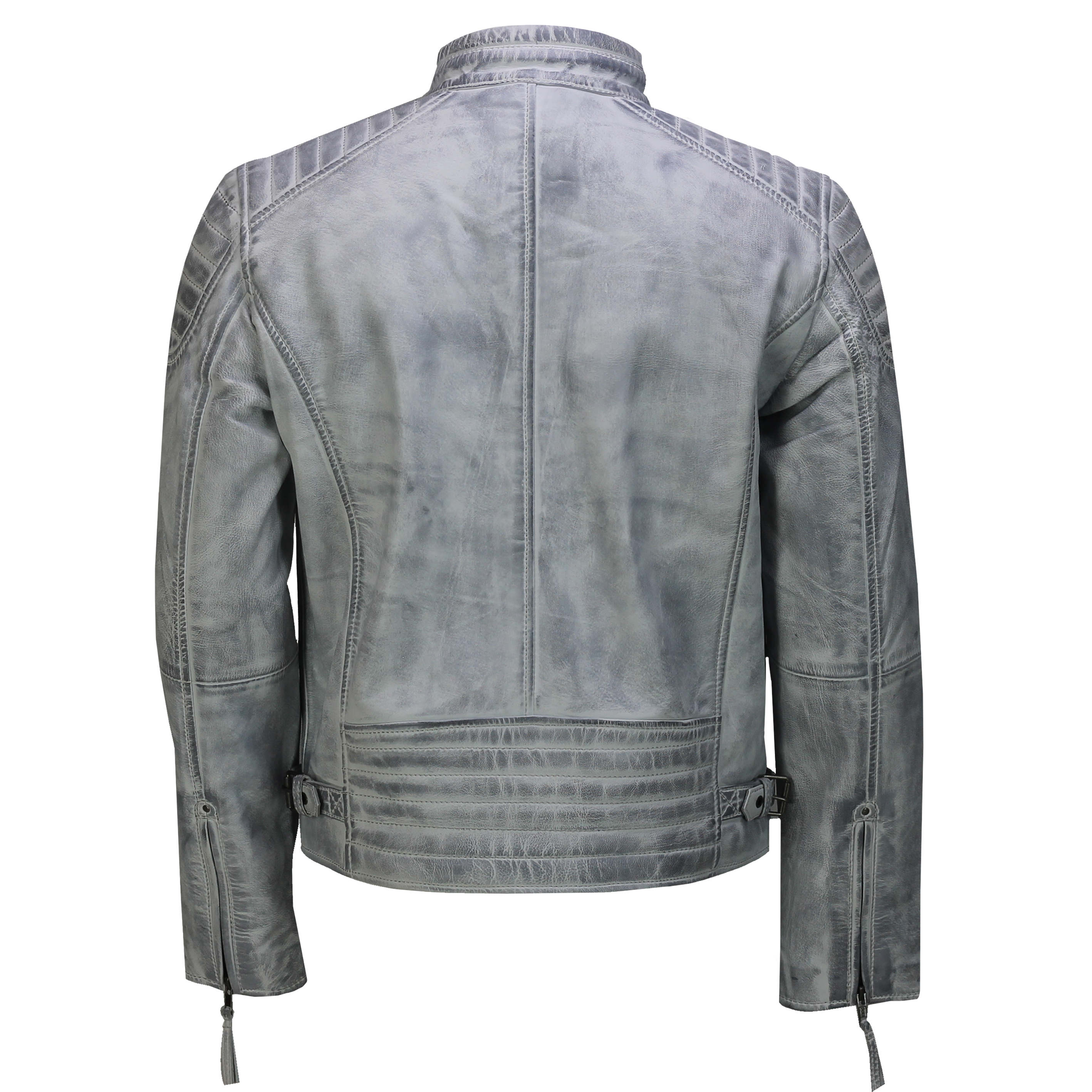 Handmade Mens Real Leather Antique Wash Retro Vintage Style Biker Jacket Slim Fit - Image 3