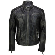 Handmade Mens Real Leather Black Retro Vintage Style Biker Jacket, Slim Fit Jacket