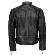 Handmade Mens Real Leather Black Retro Vintage Style Biker Jacket, Slim Fit Jacket - Image 3