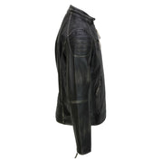Handmade Mens Real Leather Black Retro Vintage Style Biker Jacket, Slim Fit Jacket - Image 2
