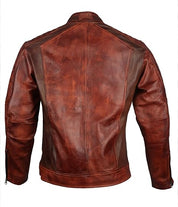 Handmade Mens Retro Cafe Racer Biker Distressed Browm Motorcycle Leather Jacket - Image 3
