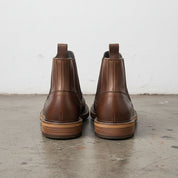 Men’s Rustic Leather Chelsea Boots, Handmade Genuine Leather Slip-On Boots - back-view