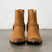Mens Tan Color Suede Size Zipper Boots, Mens Fashion Ankle Style Boots - front-view