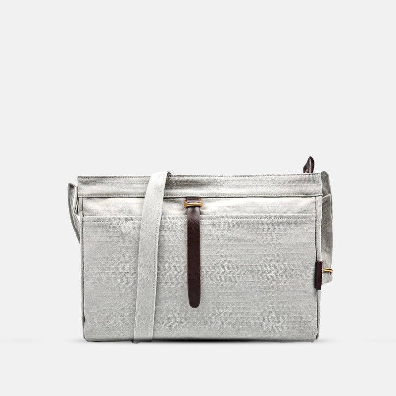 Minimalist Canvas Crossbody Bag with Leather Accent