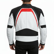 model-back-details - Men two tone Biker Leather Jacket, Mens motorcycle Racing Jacket
