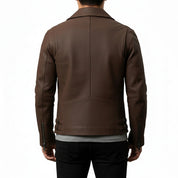 model-back-details - Men's Cafe Racer Leather Jacket, Biker Jacket, Leather Moto Jacket, Handmade Motorcycle Jacket