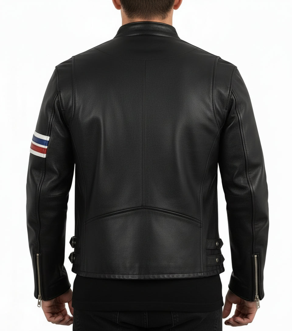 model-back-details - Men's Easy Rider Leather Motorcycle Jacket