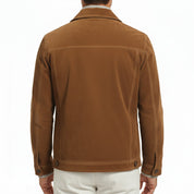 model-back-details - Men's Field Jacket, Suede Safari Jacket, Brown Suede Jacket, Outdoor Leather Jacket