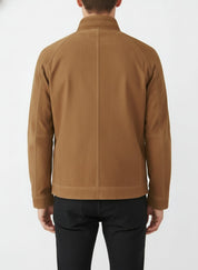 model-back-details - Men's Racer Suede Jacket, Men's Suede Jacket, Racer Style Jacket, Lightweight Suede Jacket