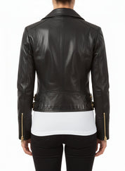 model-back-details - Women Black Leather Jacket, Leather Jackets For , Fashion Jacket