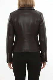 model-back-details - Women's Biker Leather Jacket, Moto Jacket for Women, Handmade Leather Motorcycle Jacket