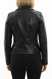 model-back-details - Women's Moto Leather Jacket, Biker Jacket, Leather Motorcycle Jacket, Women's Leather Moto Jacket
