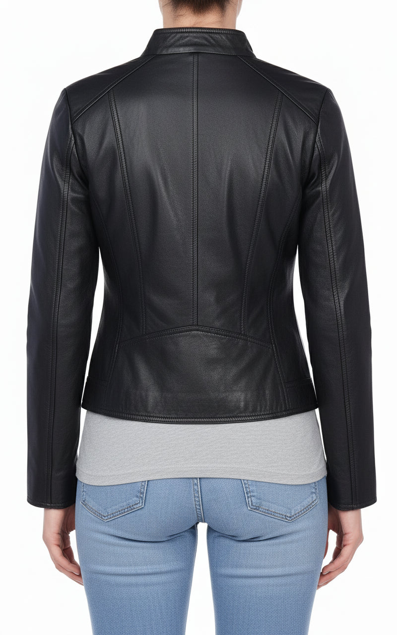 model-back-details - Women's Moto Leather Jacket, Women's Motorcycle Jacket, Women's Biker Jacket, Women's Leather Jacket