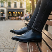 Men's Black Leather Tuxedo Shoes - model-casual-setting