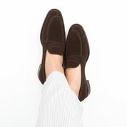 Men's Brown Suede Moccasin Loafers - model-casual-setting