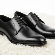 Men's Black Leather Lace-up Dress Shoes - model-casual-setting