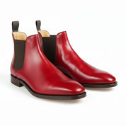 Men's Red Leather Chelsea Boots - model-casual-setting