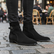 Handmade Mens Black Suede Leather Boots, Men Black Jodhpurs Leather Boot - model-casual-setting