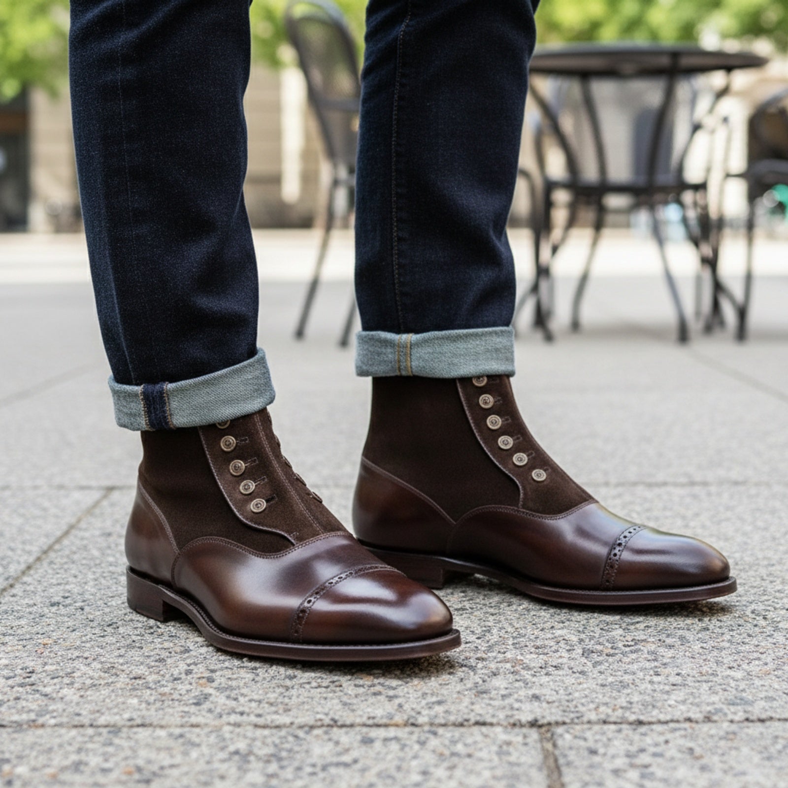 Handmade Mens Brown Button Boots, Men Gentlemen Ankle Boots, Leather Boot - model-casual-setting