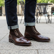 Handmade Mens Brown Button Boots, Men Gentlemen Ankle Boots, Leather Boot - model-casual-setting