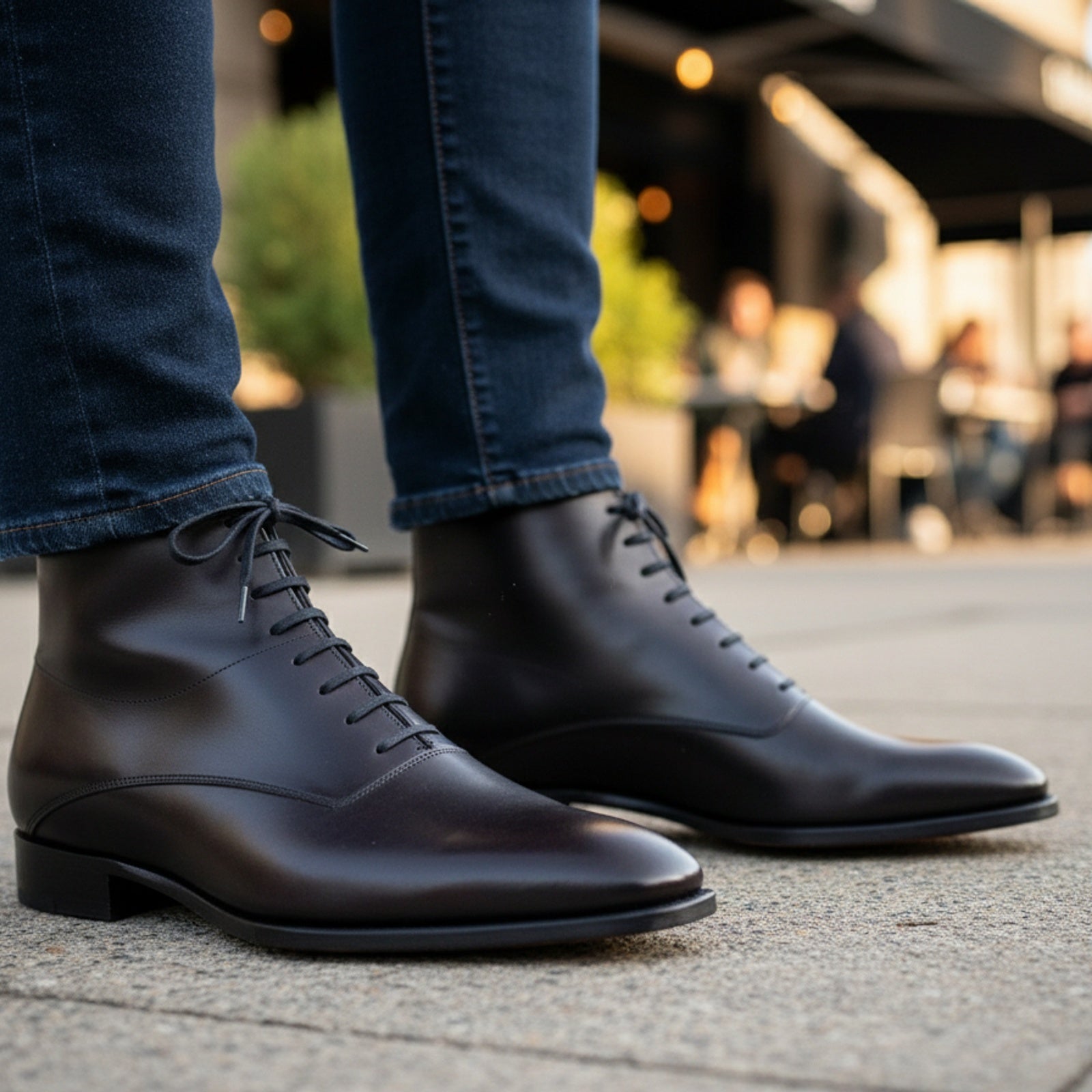 Handmade Mens Fashion Ankle Leather Boot, Men Black Lace Up Boot, Mens Boot - model-casual-setting